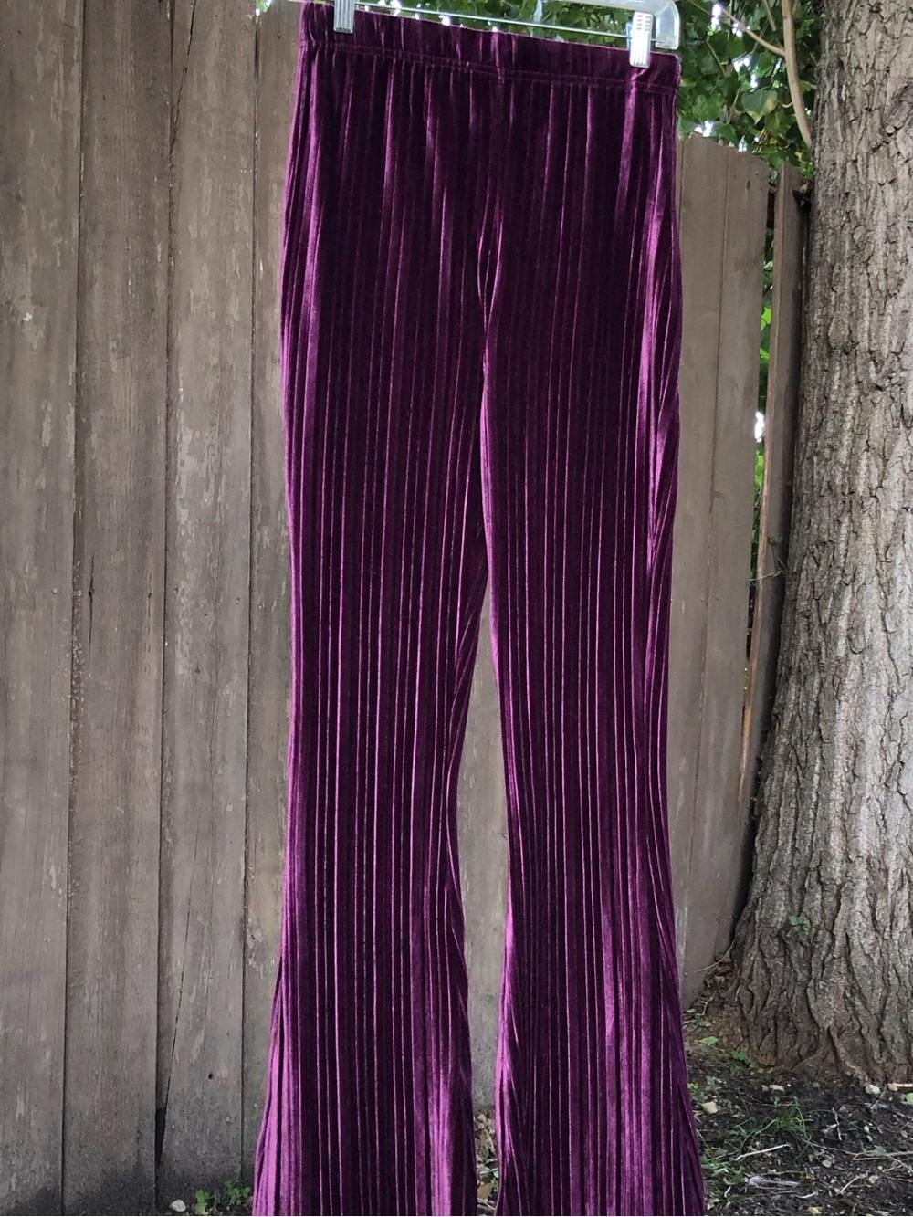 Y2k wild fable Purple Velour Velvet Ribbed Flare High Waisted Pants Disco